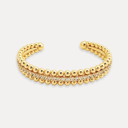 Aurelia CZ beaded cuff bracelet in gold-tone finish with sparkling cubic zirconia details