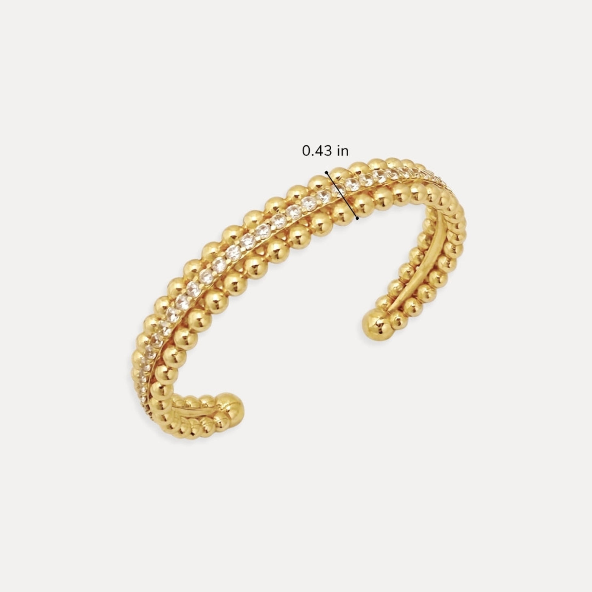 Aurelia CZ beaded cuff bracelet size and width details