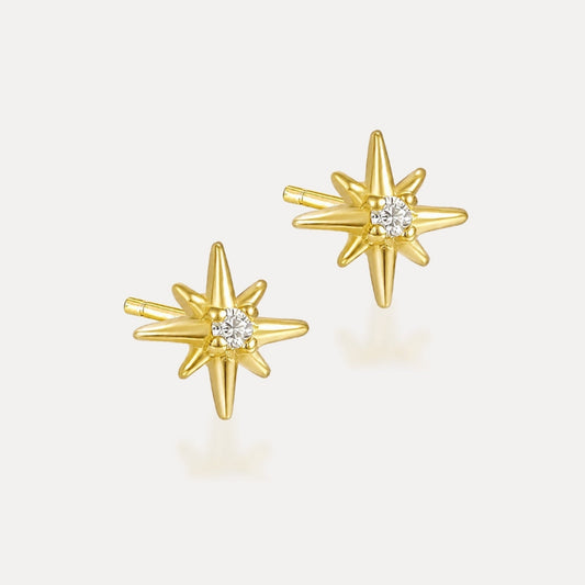 Starburst CZ stud earrings in 18k gold-plated sterling silver