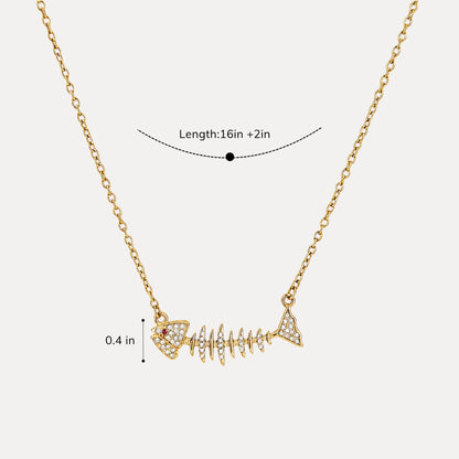 Size guide showing a 16 inch necklace with a 2 inch extender and a 0.4 inch charm detail.