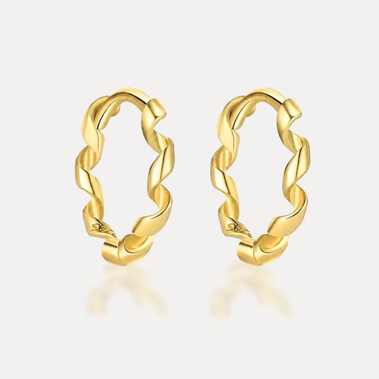Twisted huggie hoop earrings in 18k gold-plated sterling silver