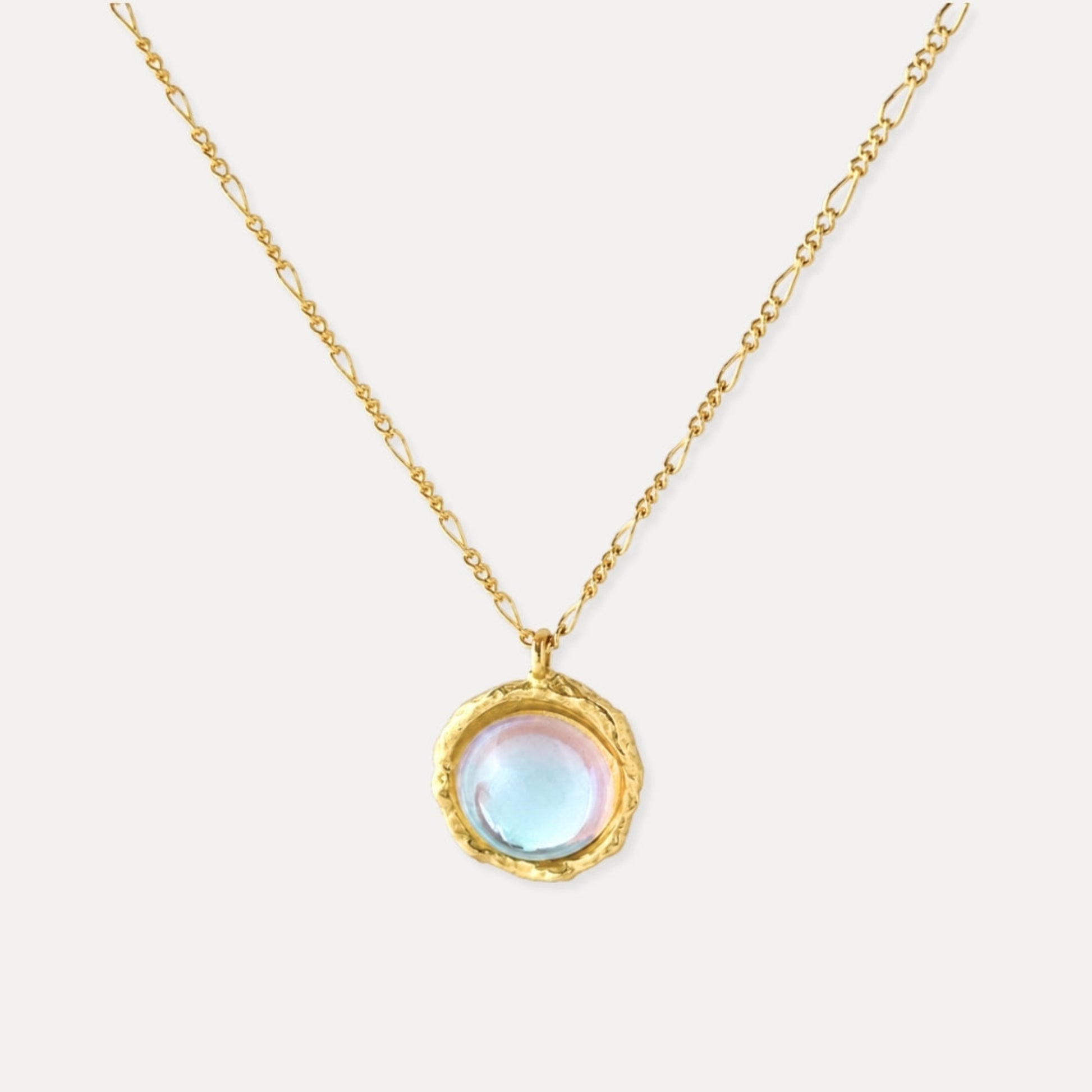 Lab-created moonstone pendant necklace with 18k gold-plated sterling silver chain