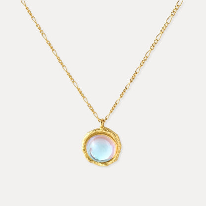 Lab-created moonstone pendant necklace with 18k gold-plated sterling silver chain