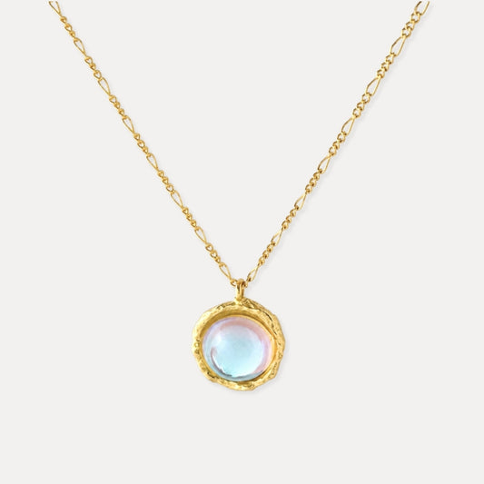 Lab-created moonstone pendant necklace with 18k gold-plated sterling silver chain