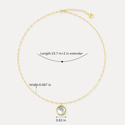 Lab-created moonstone pendant necklace measuring 15.7 inches with 2 inch extender