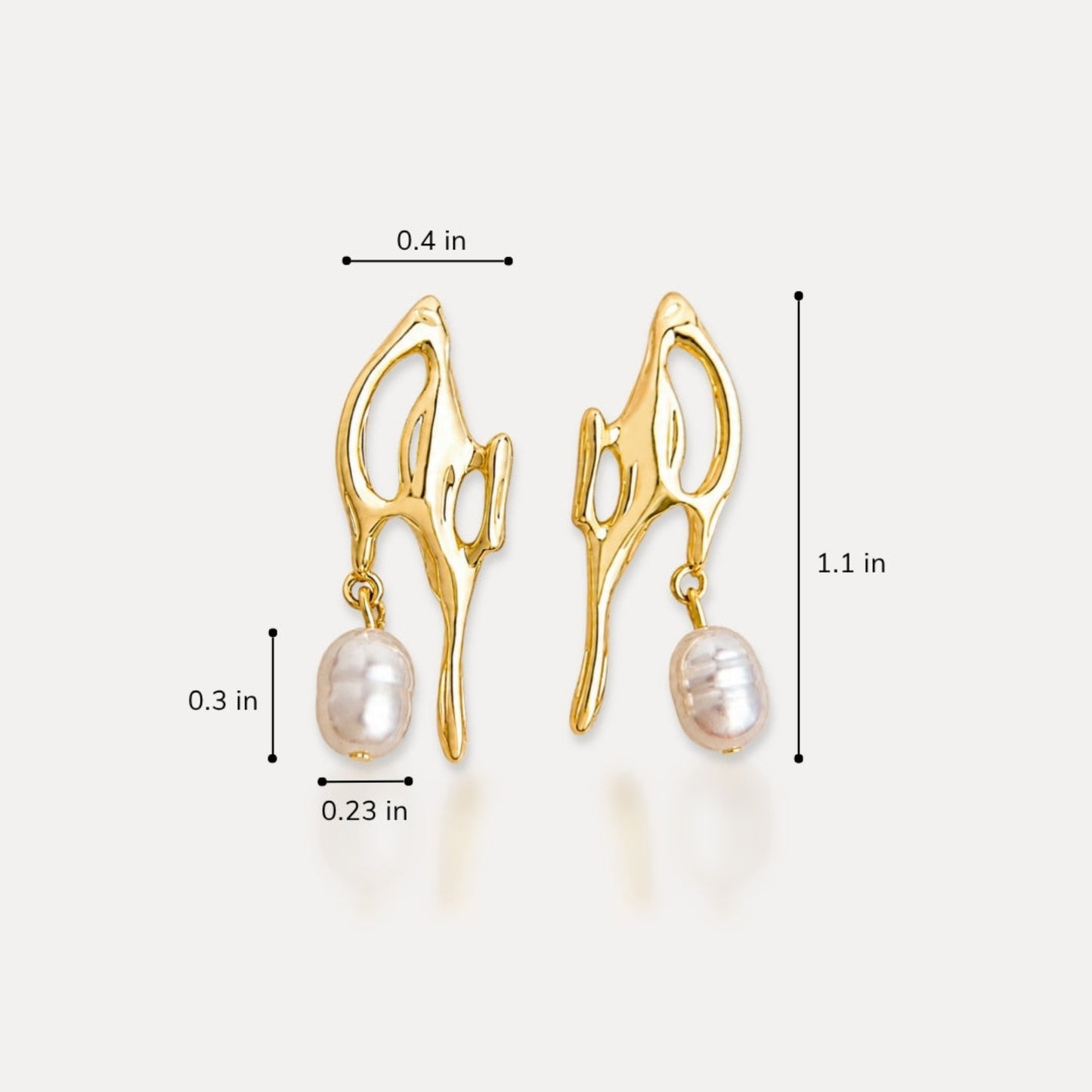 Freshwater pearl drop earrings measuring 1.1 inches long