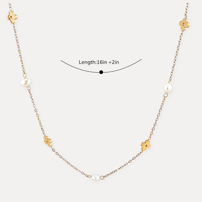 Size guide showing a 16 inch necklace with a 2 inch extender.